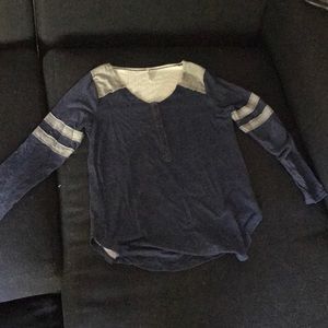 Long Sleeved Blue and Gray T-shirt